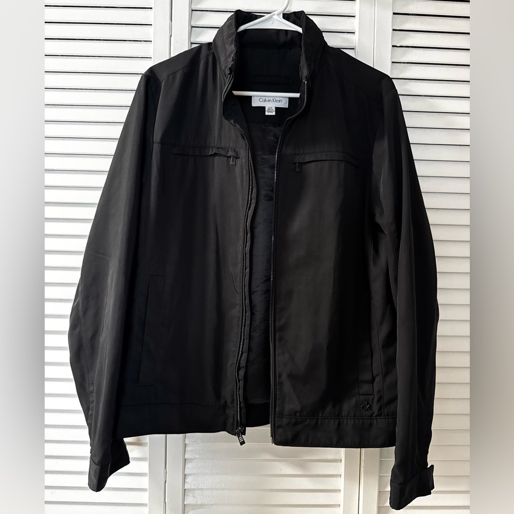 Calvin Klein Men’s Black Lightweight Zip Bomber Jacket